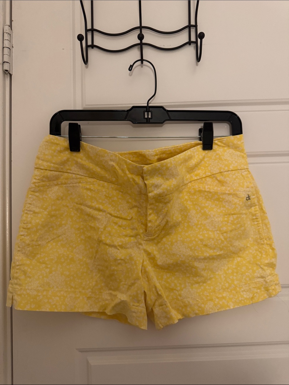 Calvin Klein Yellow Floral High-Waist Shorts